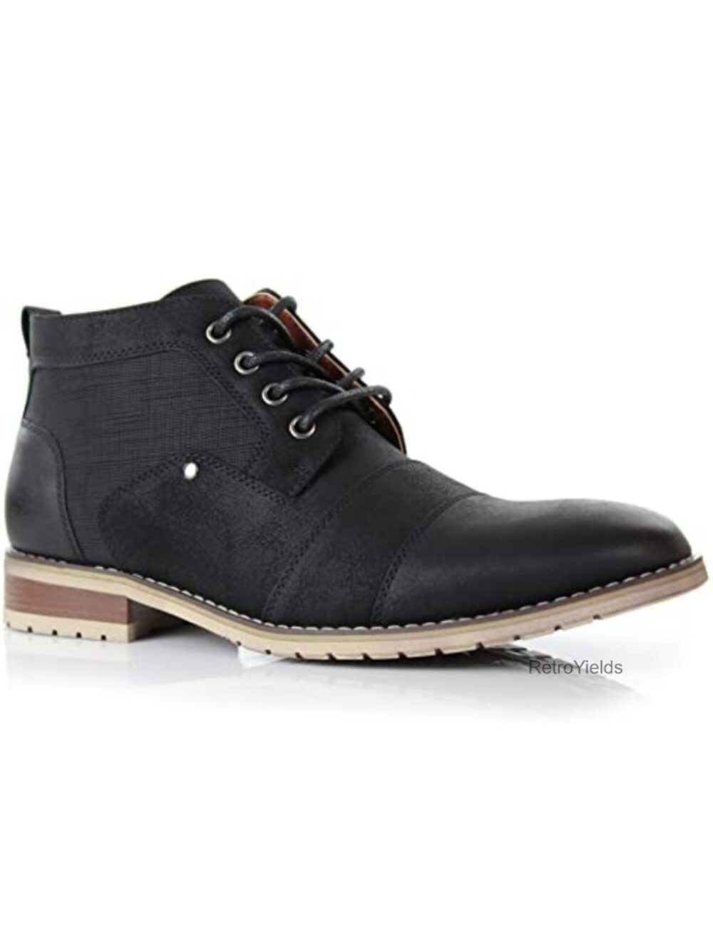 Ferro Aldo Men's Vegan Leather Lace-Up Cap Toe Chukka Ankle Dress Boots -